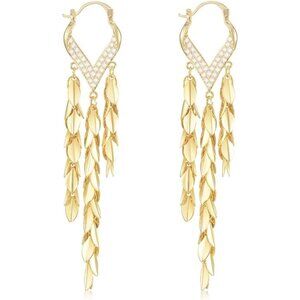✨Women Gold Dangle Long Tassel Dangling Chandelier Elegant Sparkly Earrings